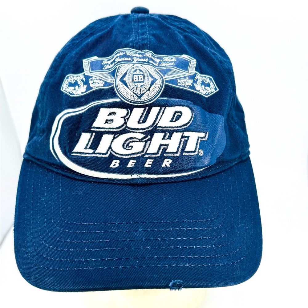 Bud Light Baseball Hat Style Cap Adjustable Navy Blue One Size Fits All Mens